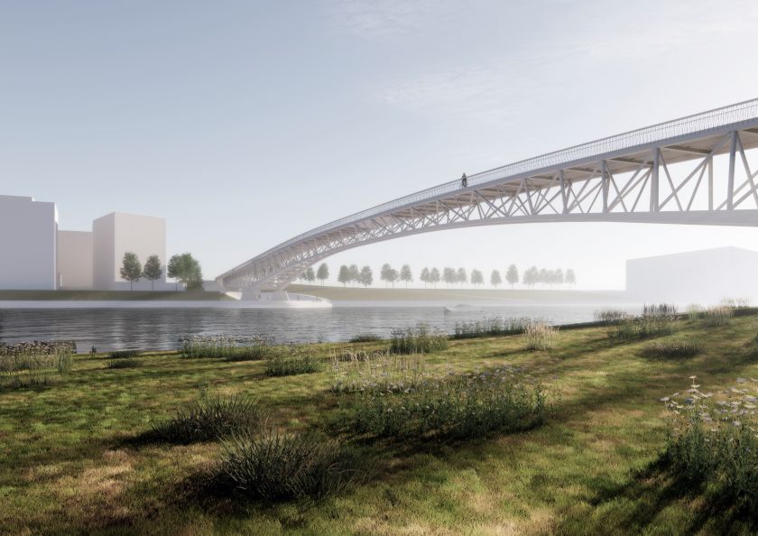 
Pirmoji jungtis tarp Nemuno salos ir Žemosios Fredos: simboliniu kapsulės įkasimu pažymėtos pėsčiųjų ir dviratininkų tilto statybos                