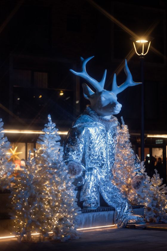 Paupys ruošiasi žiemos šventėms: jame įsikūrė netradiciškai pasipuošę Kalėdų elniai
