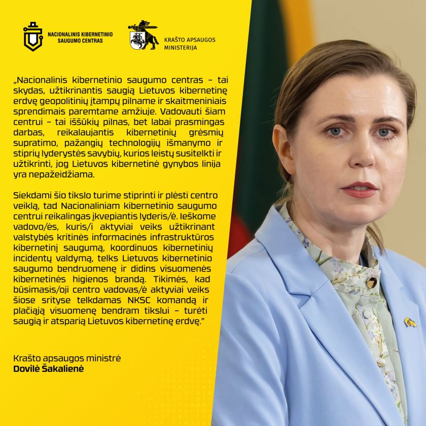 Skelbiamas Nacionalinio kibernetinio saugumo centro direktoriaus konkursas