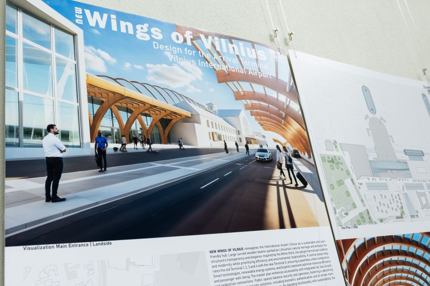 Būsimo Vilniaus oro uosto atvykimo terminalo architektūrinės idėjos pristatomos viešai