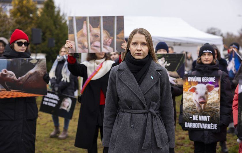 VMVT vadovei protestuotojai „padovanojo“ milžinišką širdį ir kreipimosi į STT kopiją